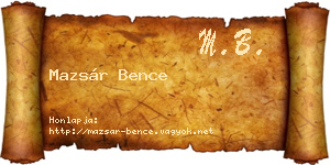 Mazsár Bence névjegykártya